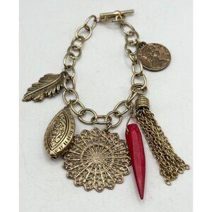 Vintage gold tone charm bracelet